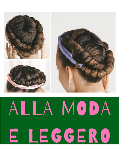 Bigodino Lungo per Boccoli - Fascia Bigodino Capelli Lunghi e Medi - Hair Curler Arricciacapelli Senza Calore con Pinze ed Elastici
